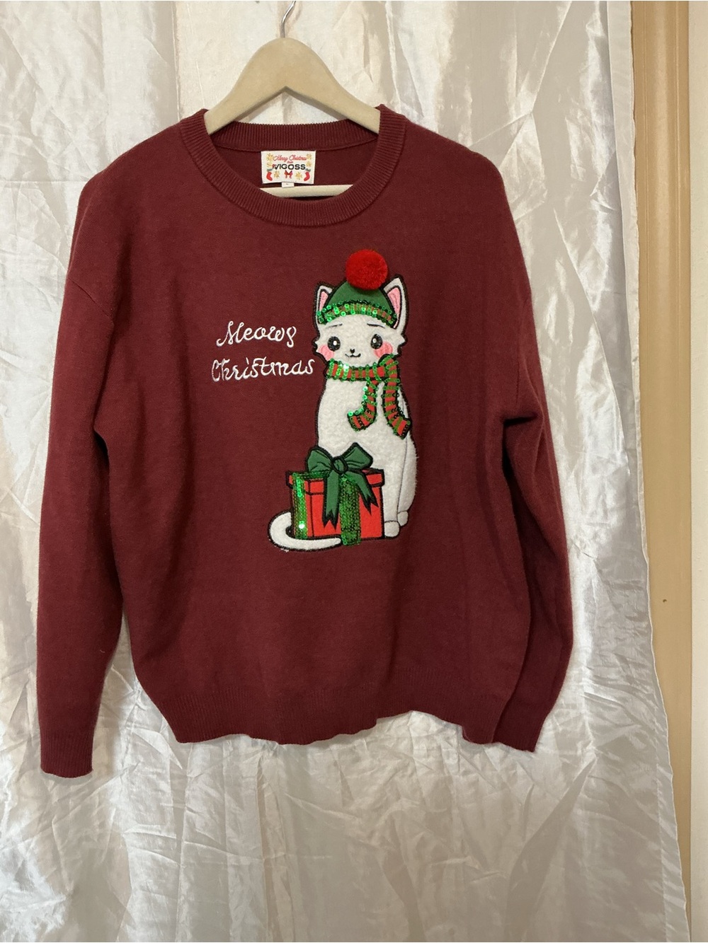 Vigoss Red Holiday Cat Crewneck Sweater